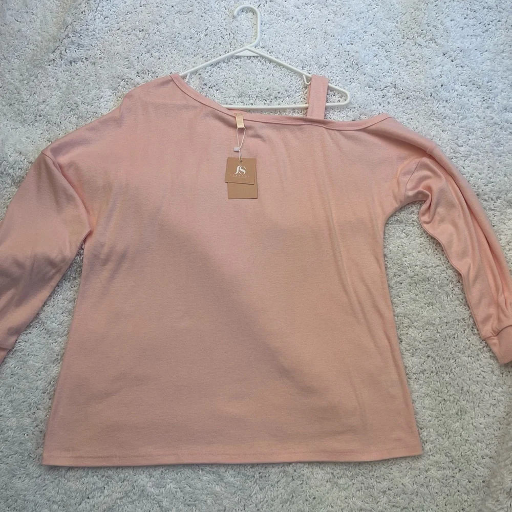 Jinkesi Pink Off The Shoulder / Cold Shoulder Long Sleeve Sweater, Size 2X , NWT - Picture 9 of 13